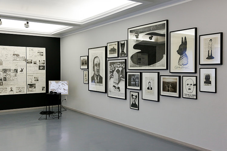 Ansicht der Ausstellung "Parasite Island" von Herbert Nauderer. Foto von Andree Thielemann.